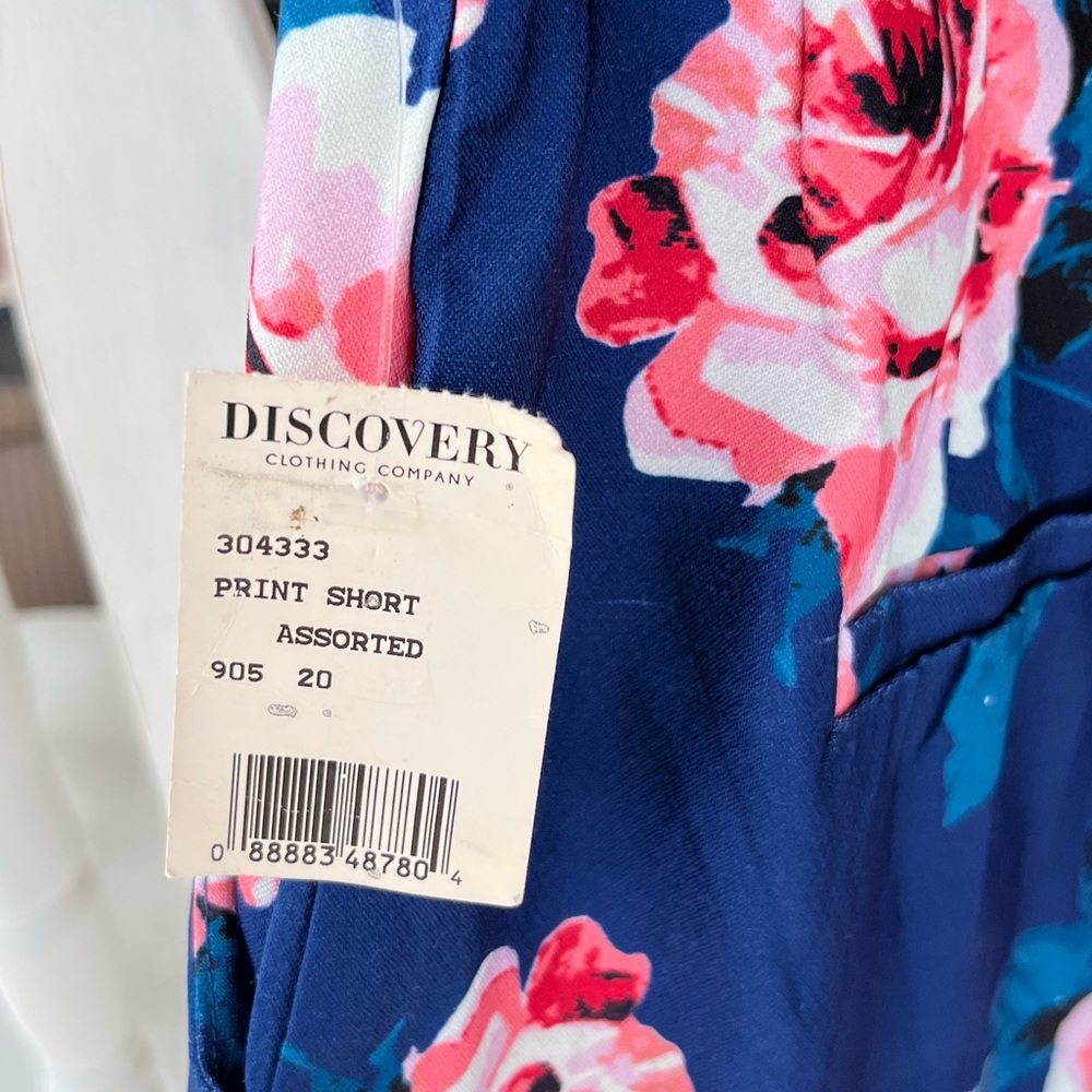 Blue Floral High Waisted Women's Shorts - Picture 8 of 8